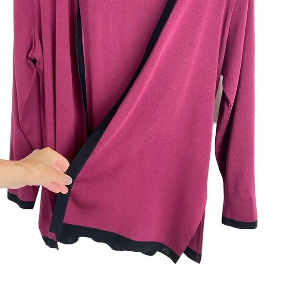 Exclusively Misook Size Large Sweater Cardigan Slinky Knit Raspberry Pink Topper - Picture 7 of 10